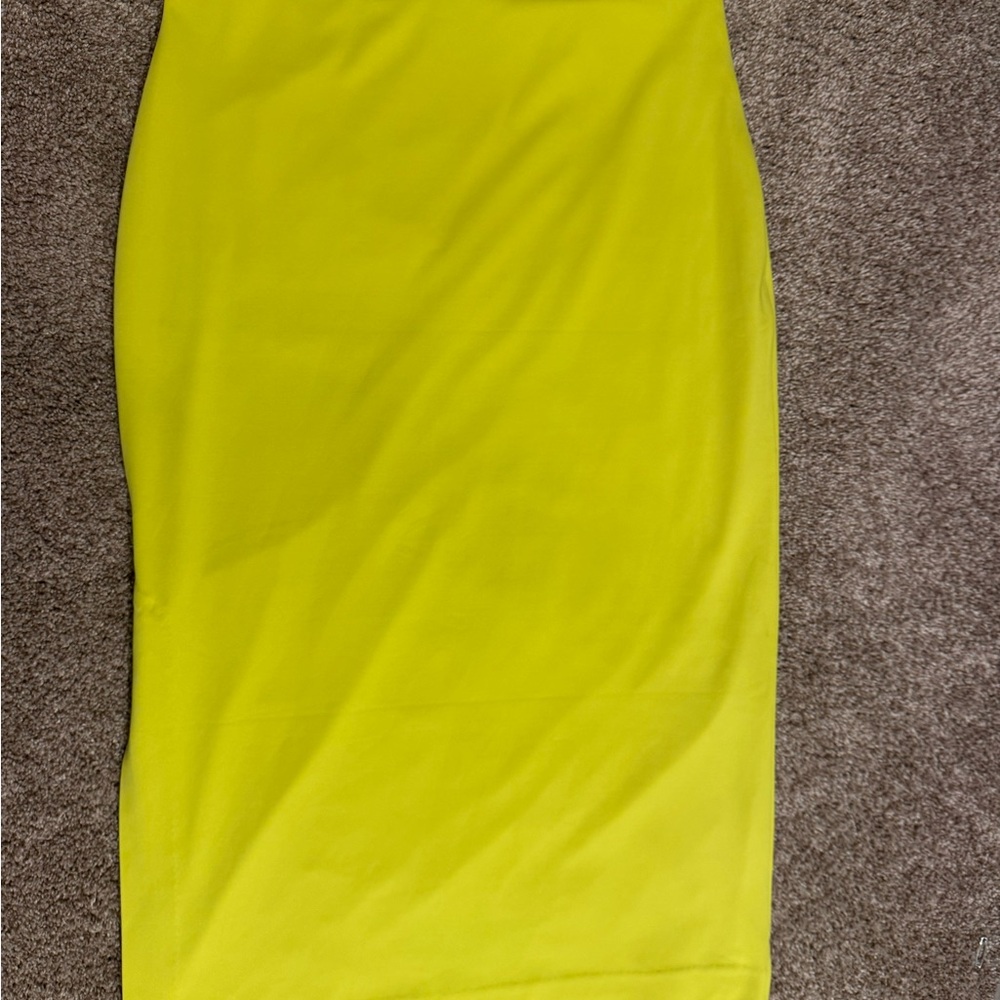 Express Vibrant Yellow Pencil Skirt NWT-stretch slit bodycon - Picture 7 of 7